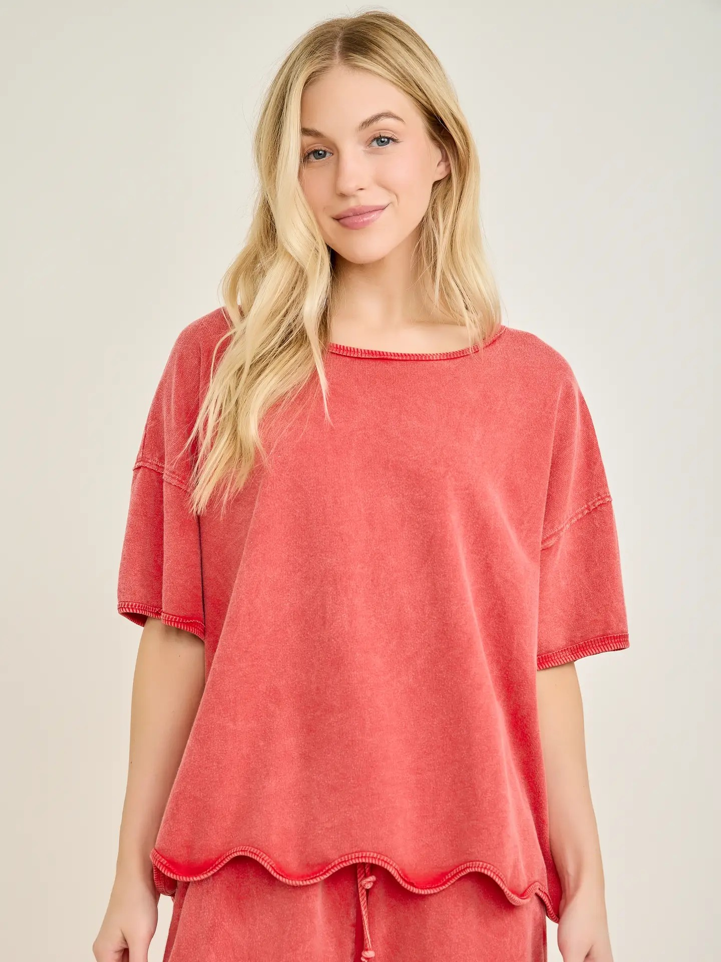 Mineral Washed Scalloped Top