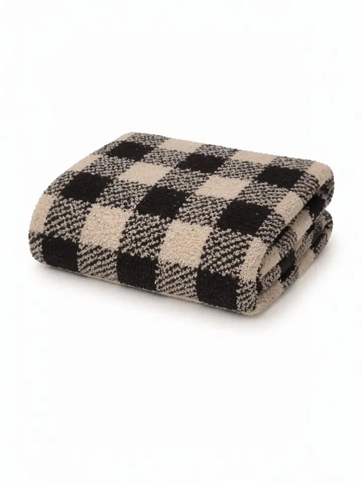 Bliss Gingham Blanket | Phufy | Tan & Black