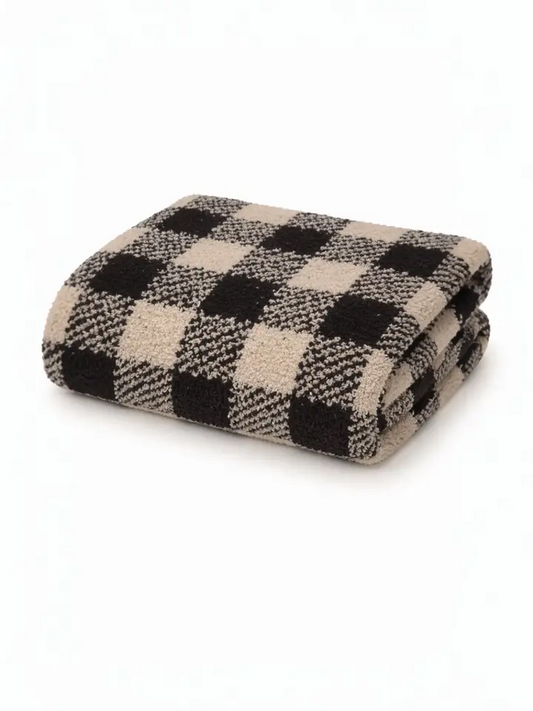 Bliss Gingham Blanket | Phufy | Tan & Black