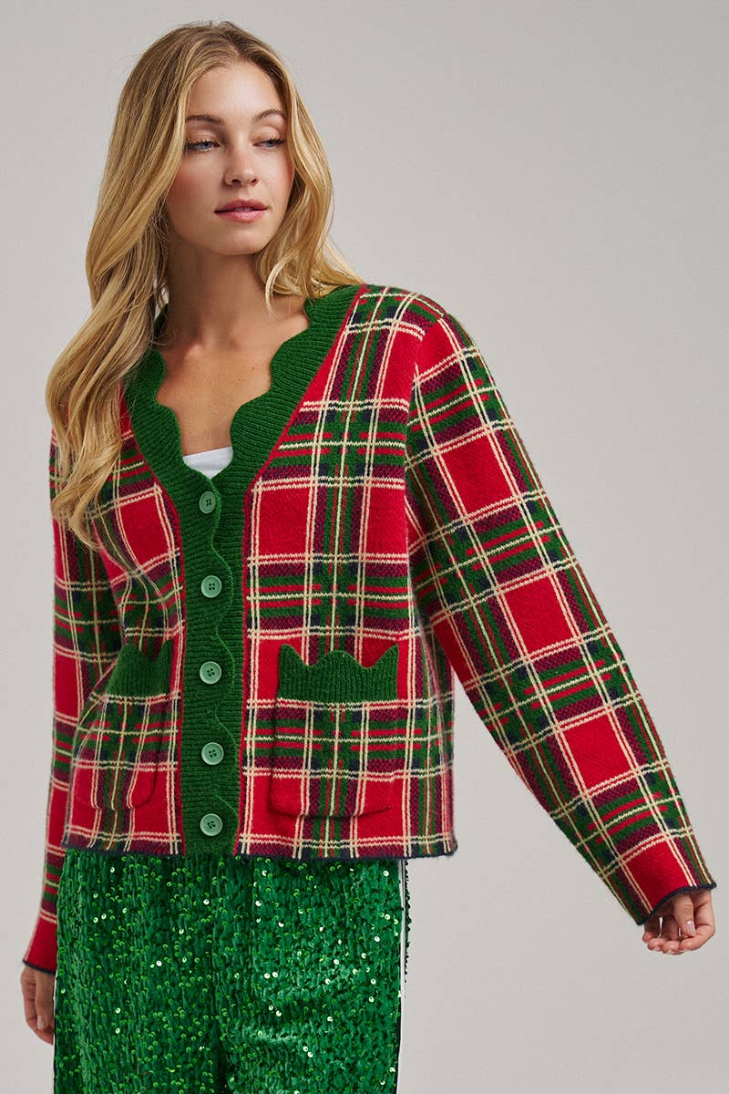 Mistletoe Plaid Cardigan ❤️🎄