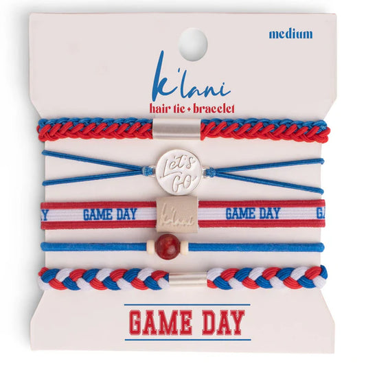"Game Day" Red, Blue & White Hair Tie Bracelets