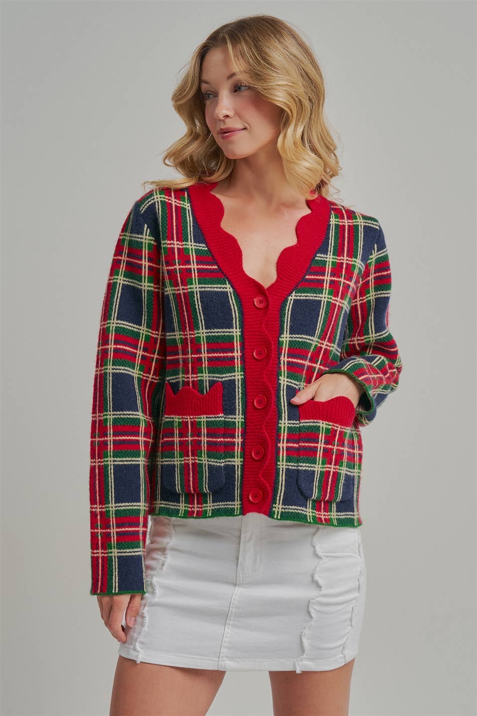 Mistletoe Plaid Cardigan ❤️🎄