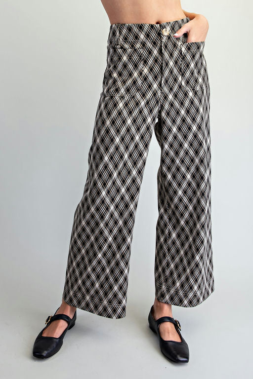 Uptown Chic Plaid Wide Leg Pants 🖤