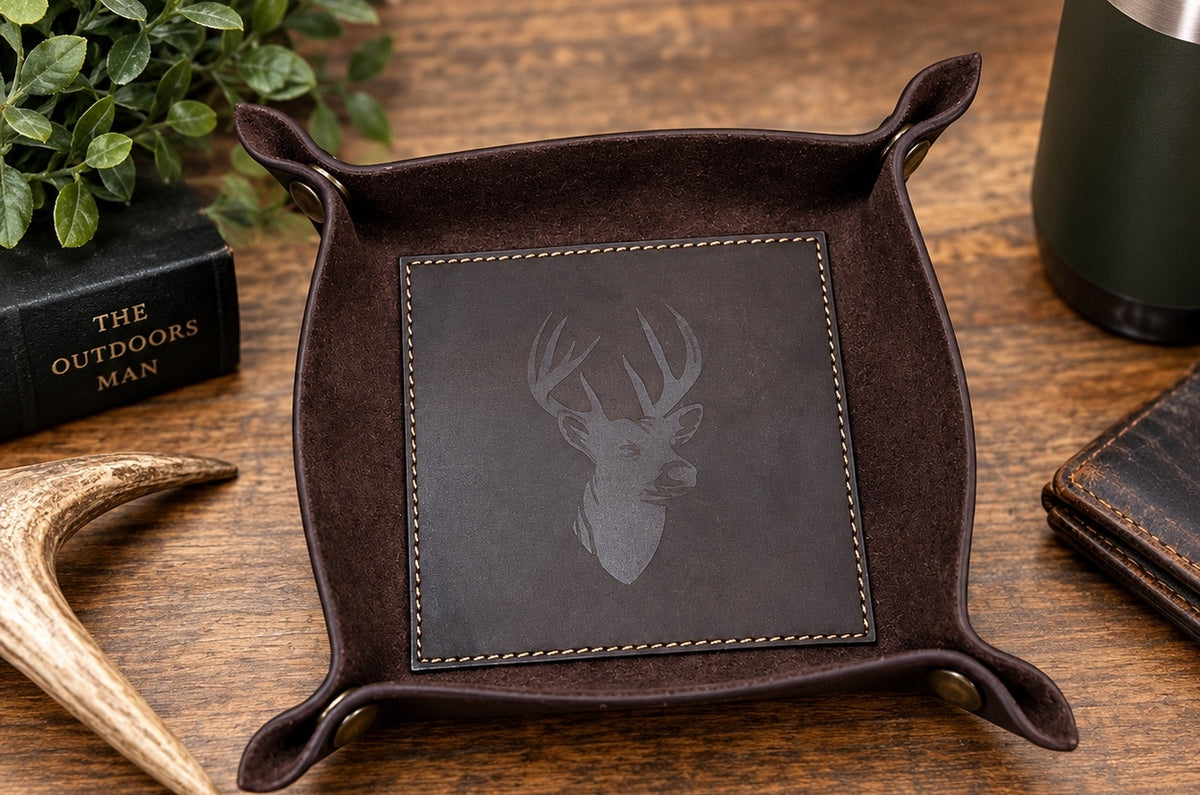 Deer Leather Embossed Valet Tray