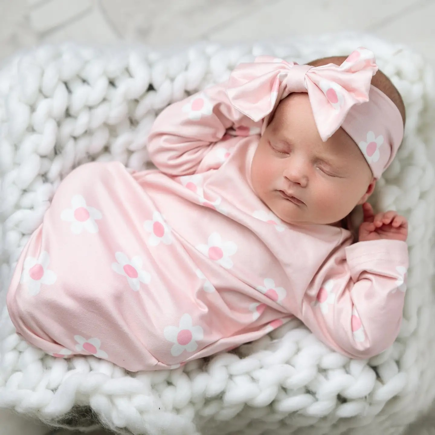 Pink Daisey Newborn Gown