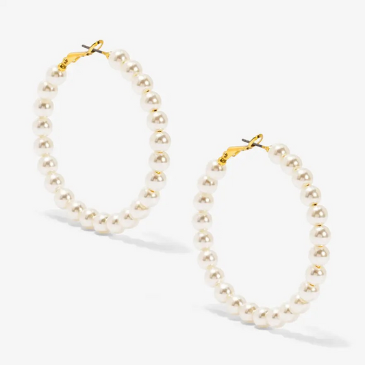Classic Pearl Hoop Earring