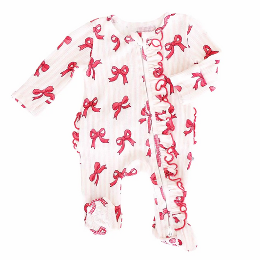 Coquette Christmas  Zipper Ruffle Footie