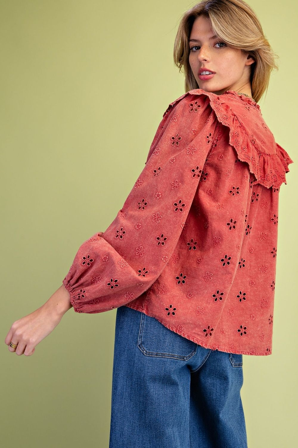 🍁 Autumn Romance Eyelet Top