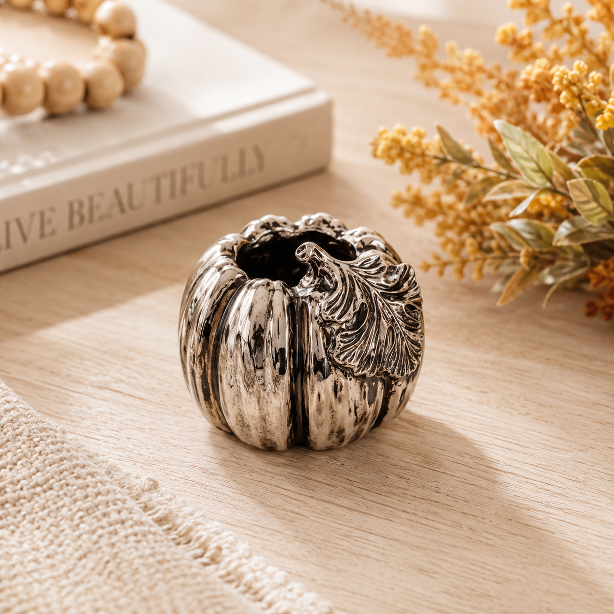 Silver Pumpkin Taper Holder
