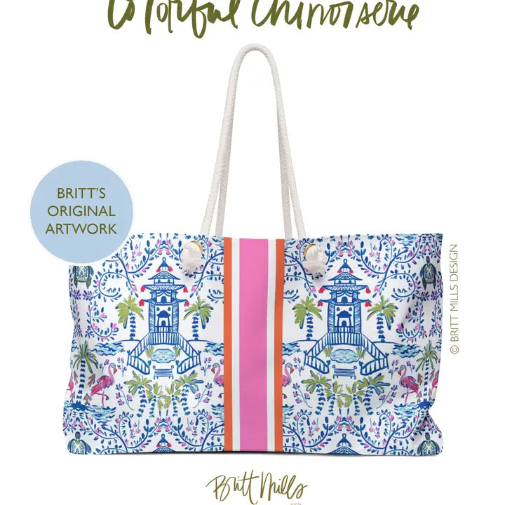 Colorful Chinoiserie Mahjong Tote Bag | Britt Mills
