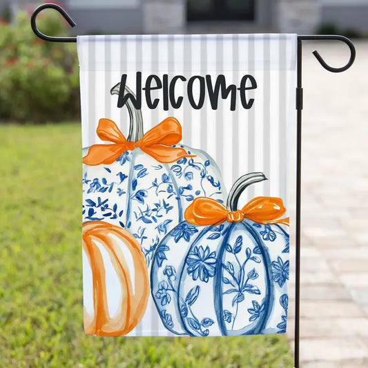 Welcome Garden Flag | Floral Pumpkins