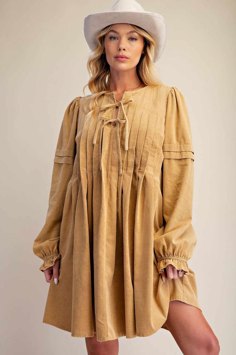 Corduroy Pleated Dress