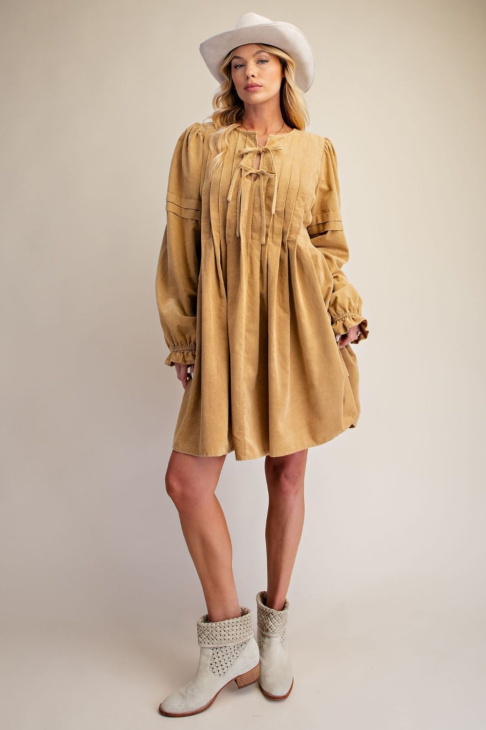 Corduroy Pleated Dress