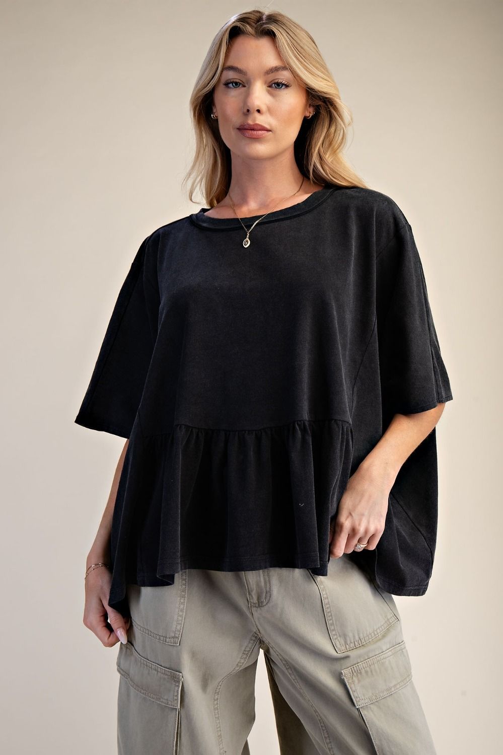Casual Ruffle Bottom Top