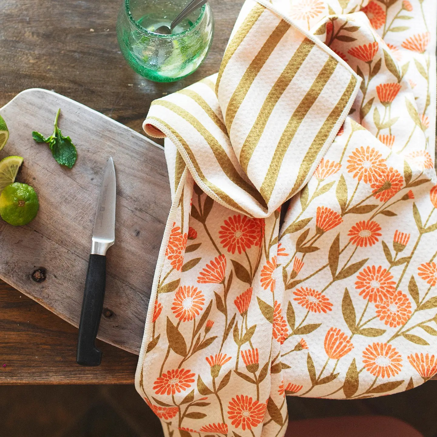 Calendula Flower Tea Towel