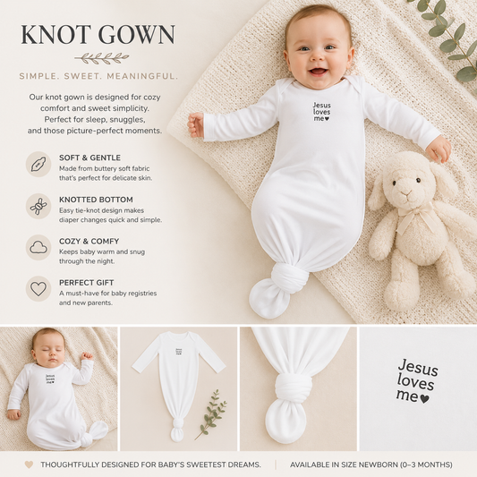 Knotted Baby Gown | White
