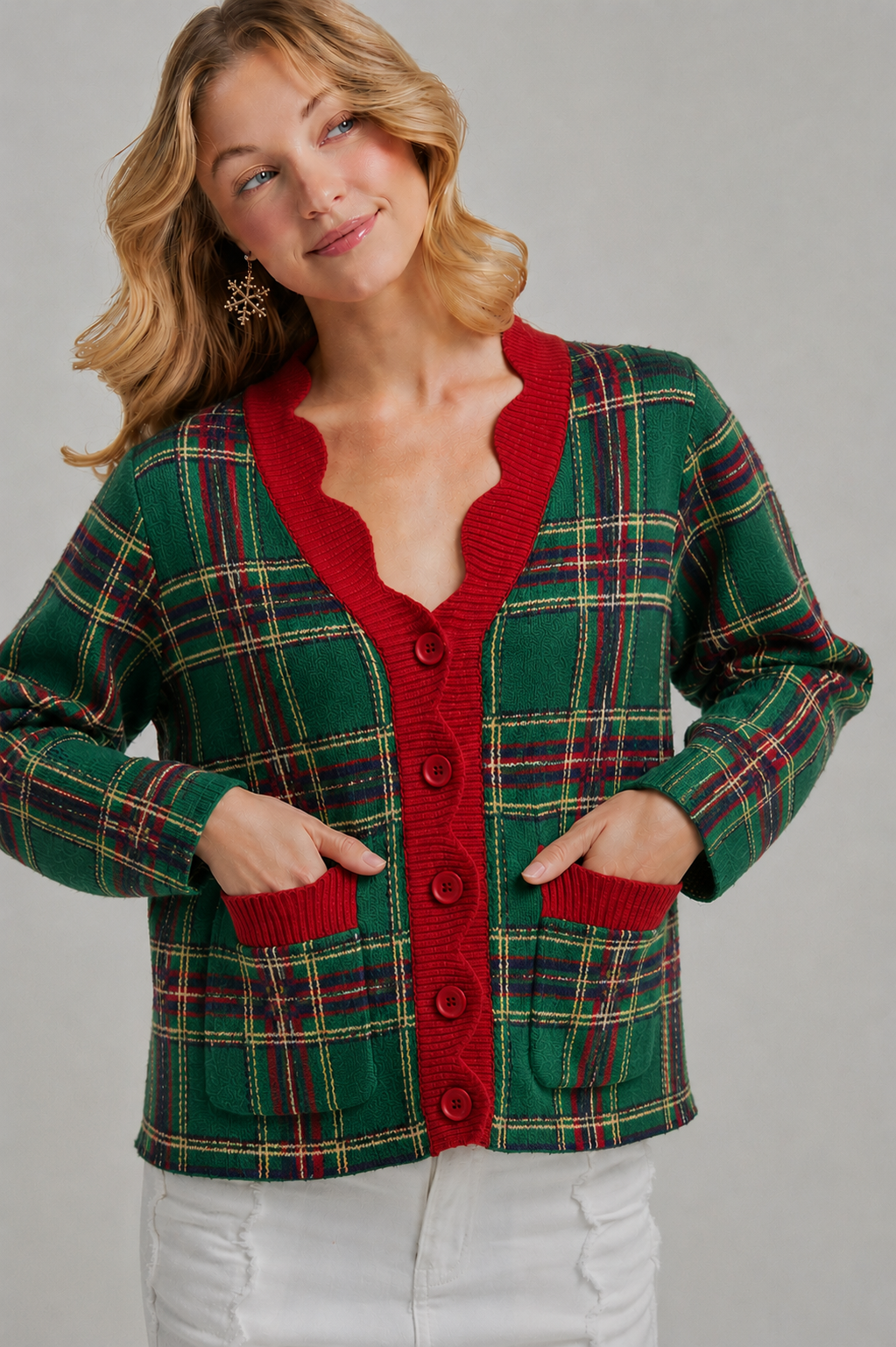 Mistletoe Plaid Cardigan ❤️🎄