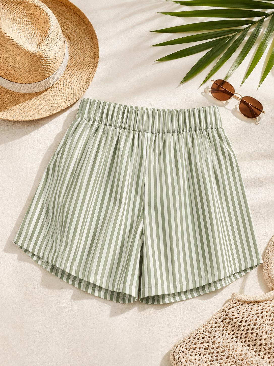 Sage Stripe Beach Shorts