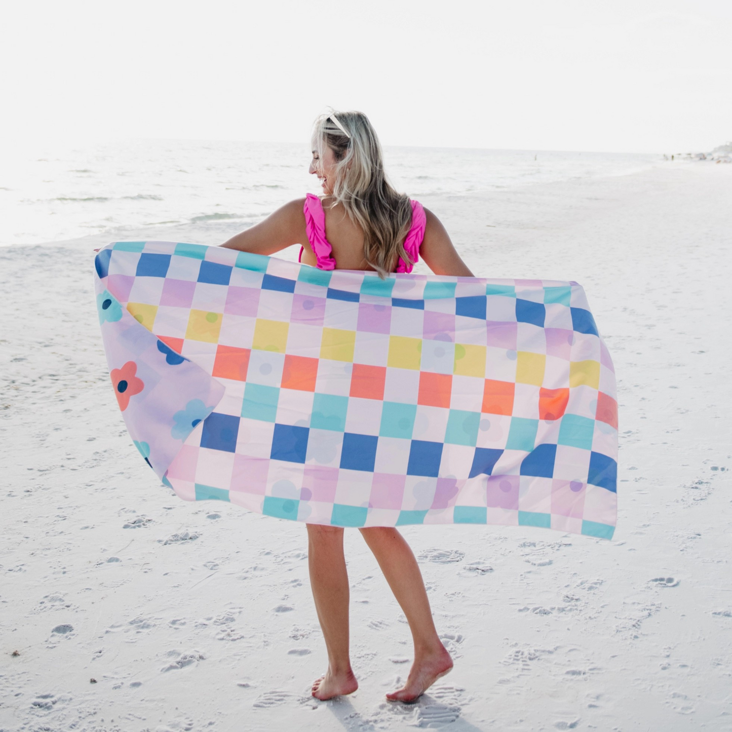 Flowers & Check Quick Dry Towel | Reversible | Katydid