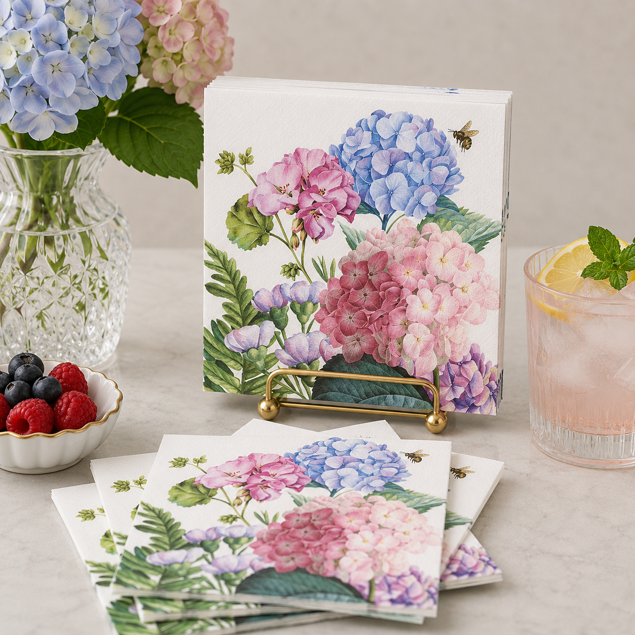 Wild Hydrangea Cocktail Napkins