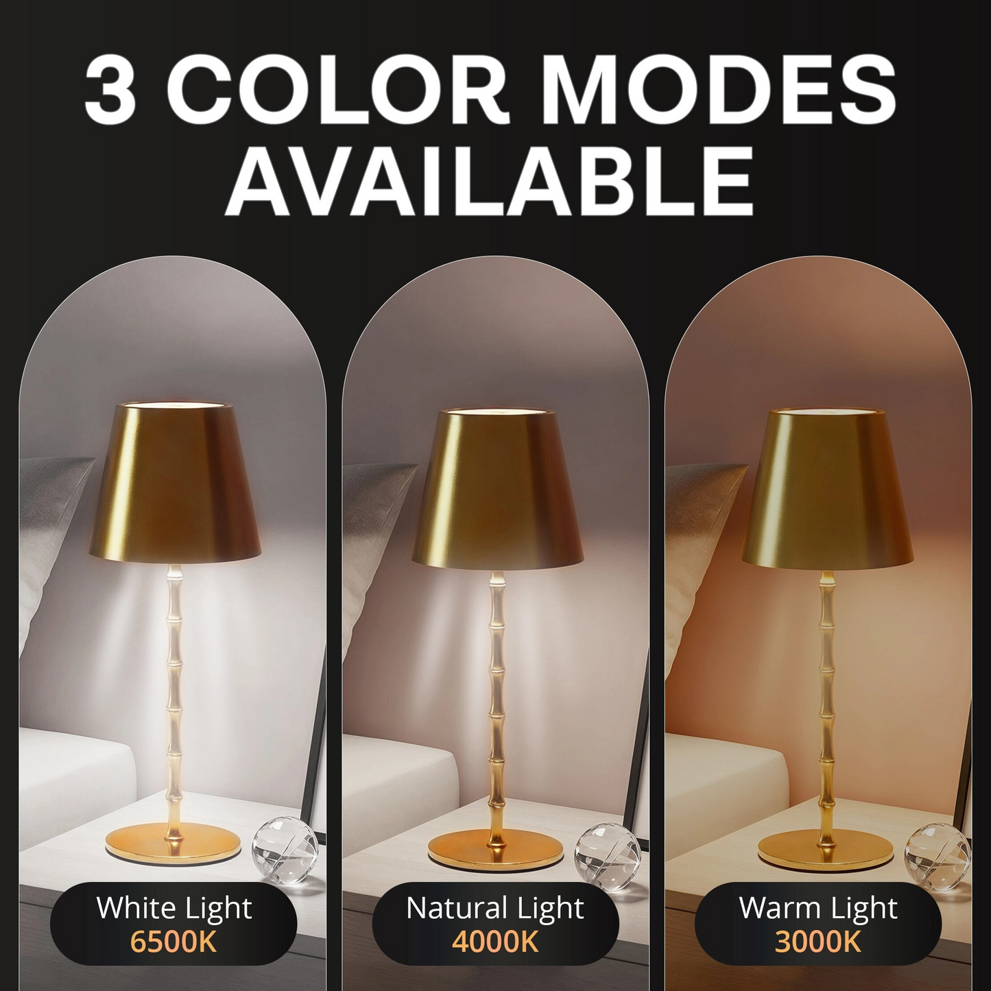 Gold Bamboo LED Cordless Lamp