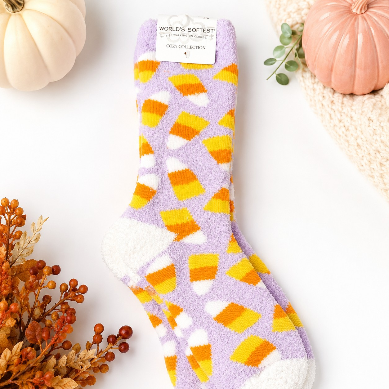 Candy Corn Cozy Crew Socks