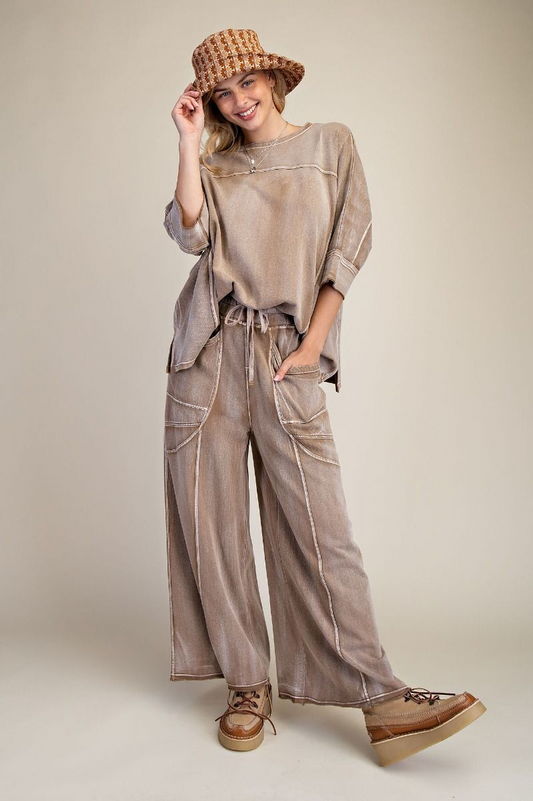 Monkey Washed Terry Pants | Camel | Easel