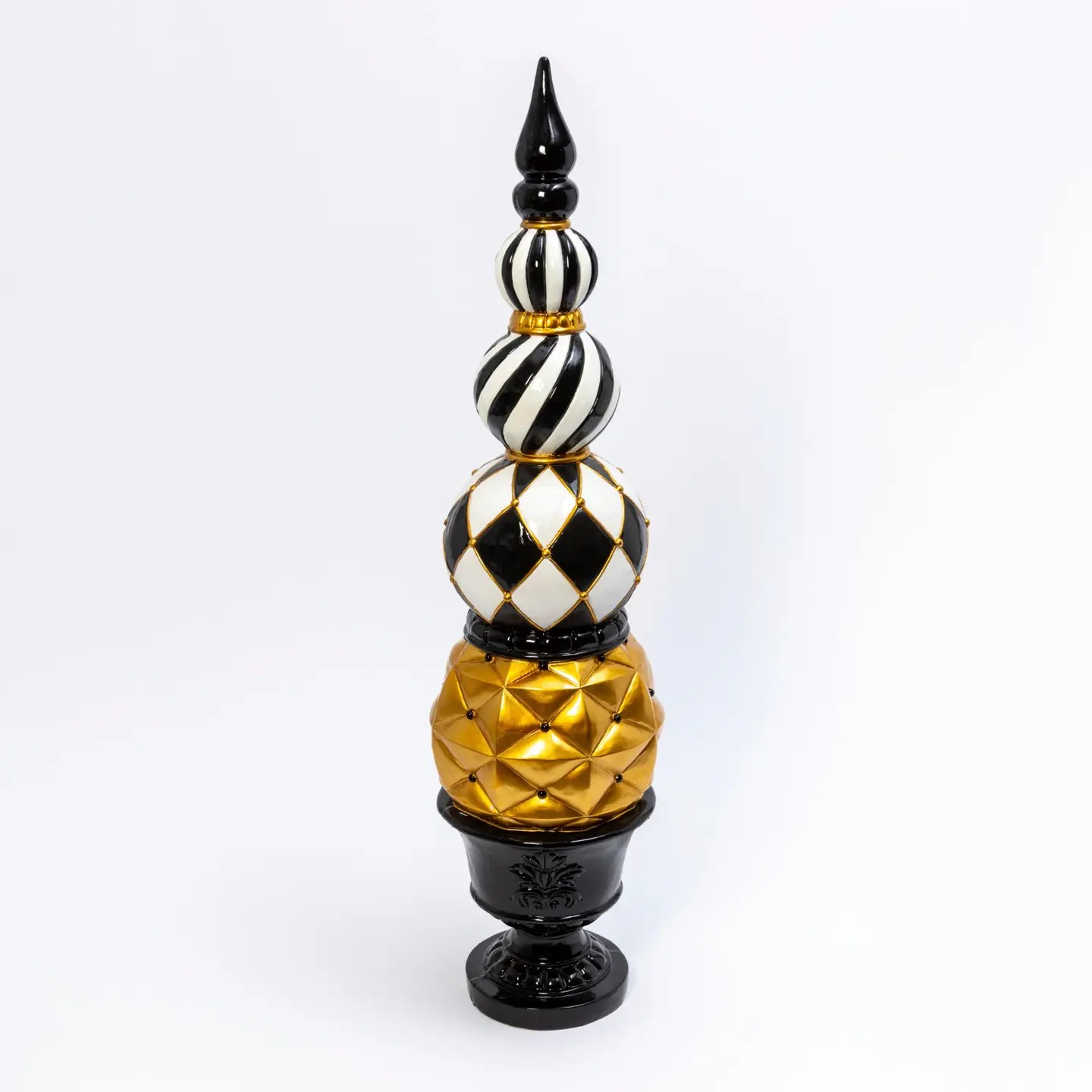 50"H Christmas Magnesium Black, White, & Gold Topiary