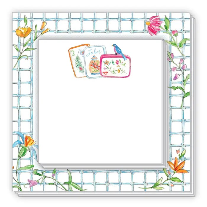 Blue Bamboo & Mahjong Tiles Notepad Duo