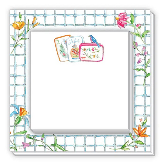 Blue Bamboo & Mahjong Tiles Notepad Duo