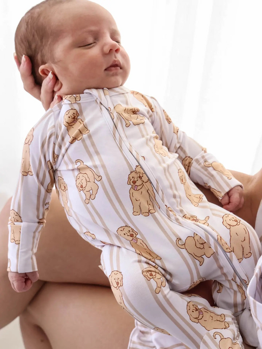 Ruff Life Zipper Footie | Caden Lane| 0-3M