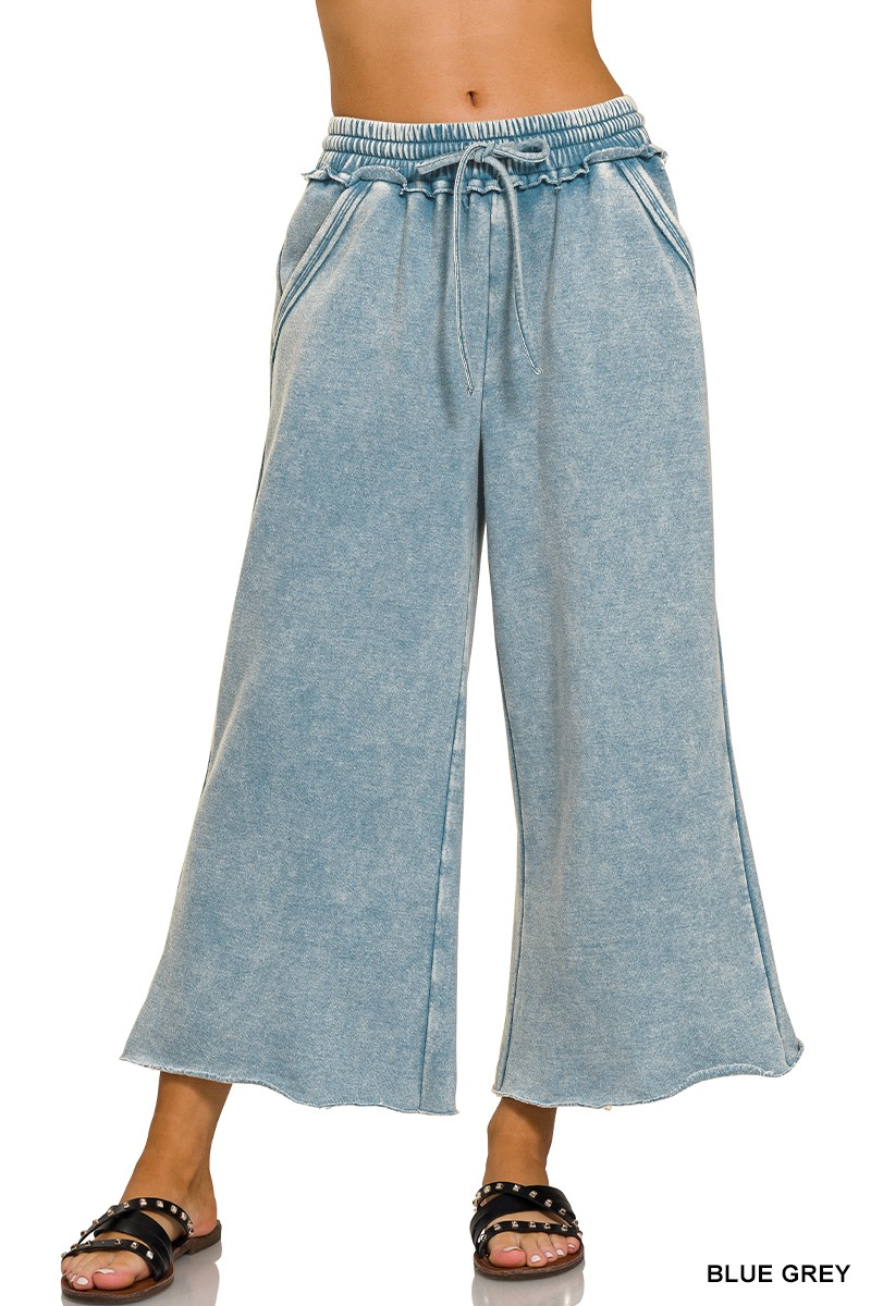 Washed Wide-Leg Lounge Pants