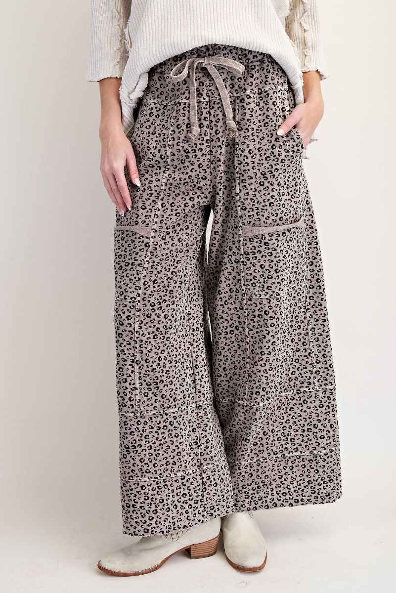 Leopard Wide Leg Mineral Washed Pants | Easel