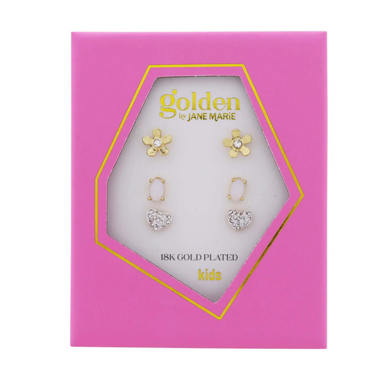 Kids 18K Earring Set | Flowers and Diamonds