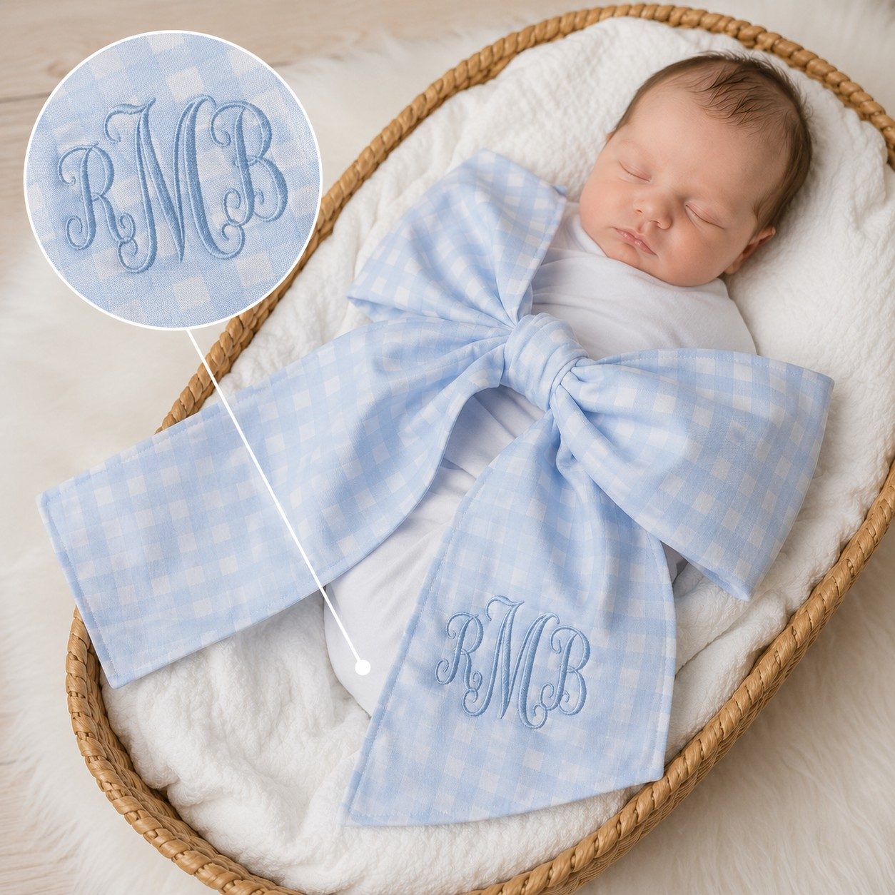 Newborn Swaddle Bow Sash | White