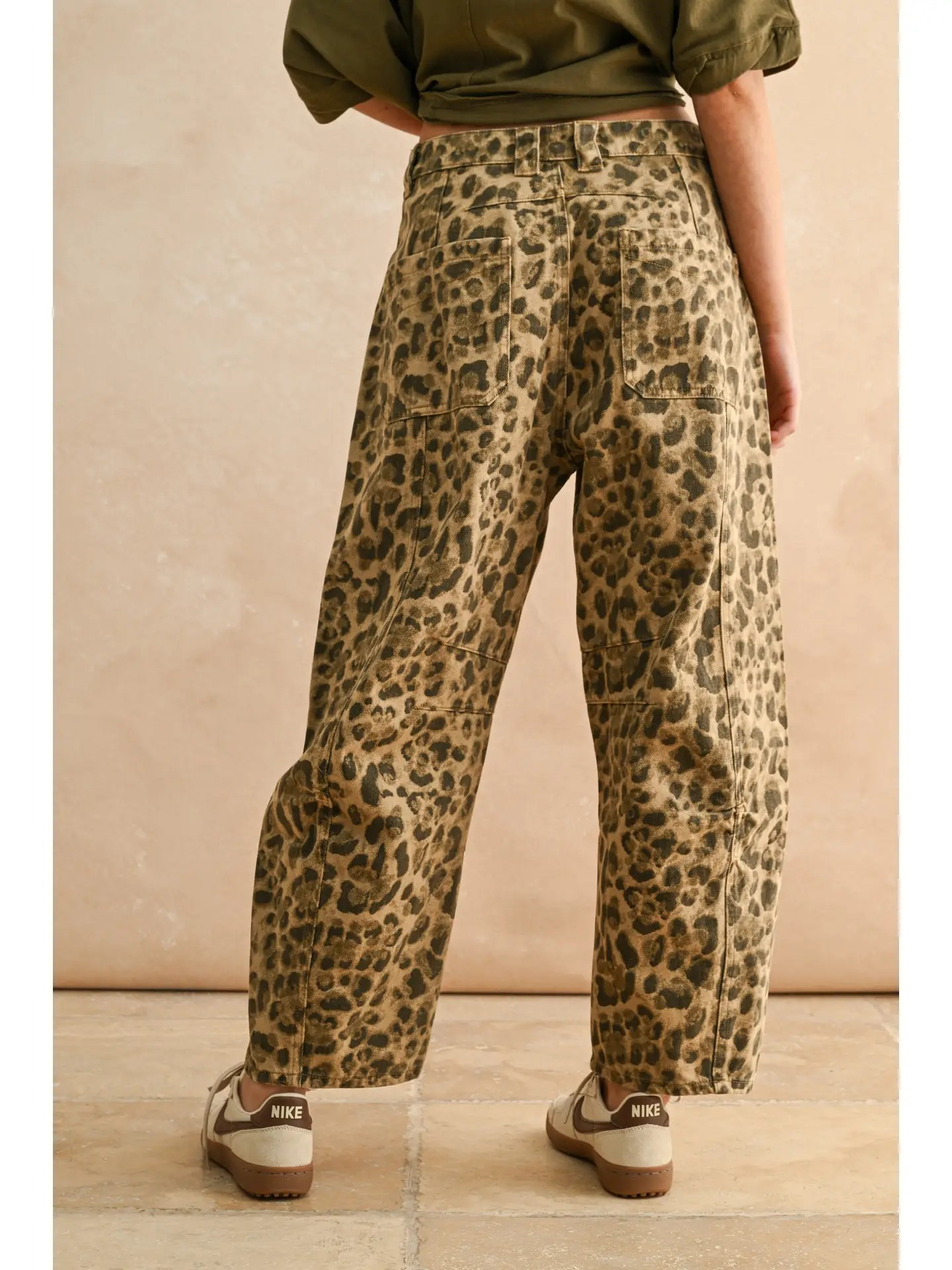 Leopard Printed Barrel Pants