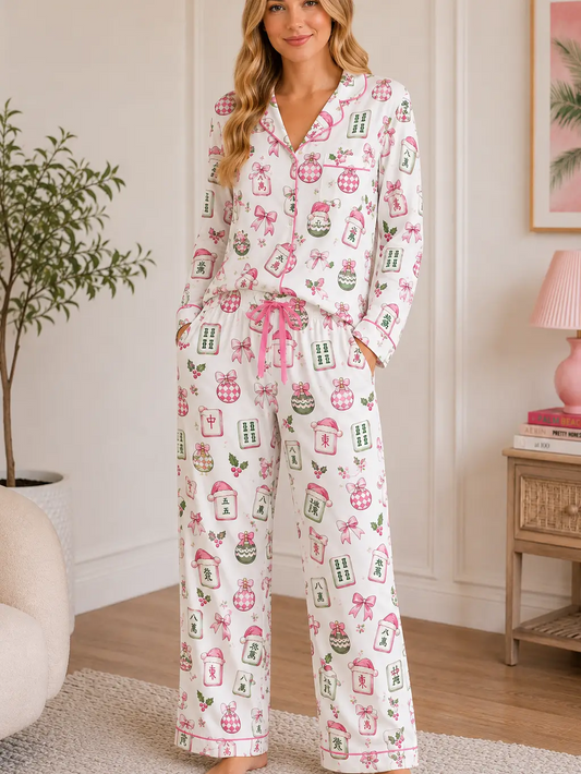 Pink Mahjong Holiday Pajamas