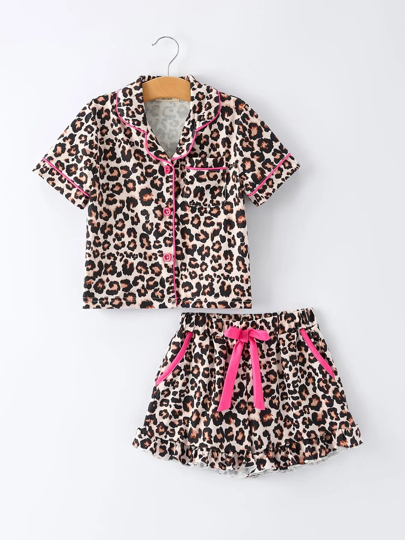 Mommy and Me Leopard Print Ruffle Pajama Set