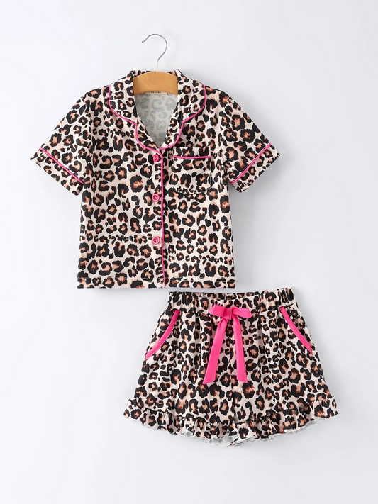 Mommy and Me Leopard Print Ruffle Pajama Set