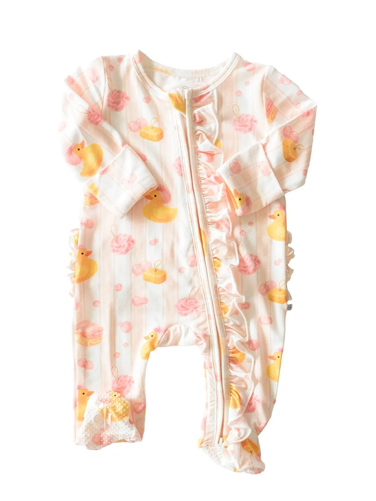 Bubble Duckies Bamboo Zippered Footie