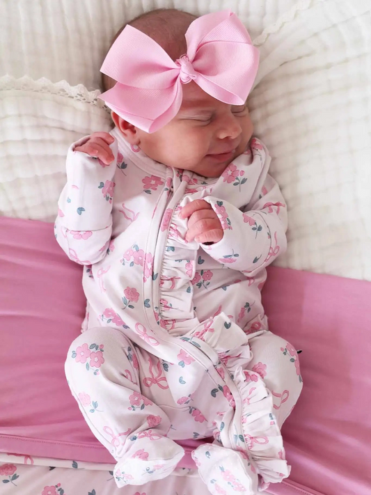 Ribbon & Roses Zipper Footie |