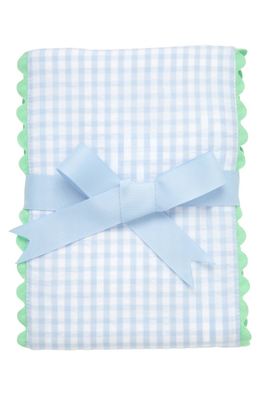 Fancy Fabric Burp Cloth | Blue/Green Check