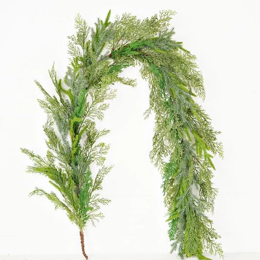 5ft Garland Mix Real Touch Cedar and Norfolk Pines