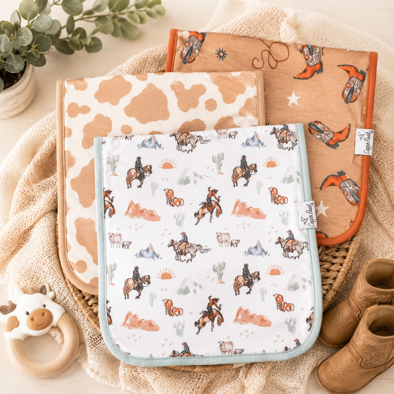 3 Pack Burp Cloth | Boone | Copper Pearl