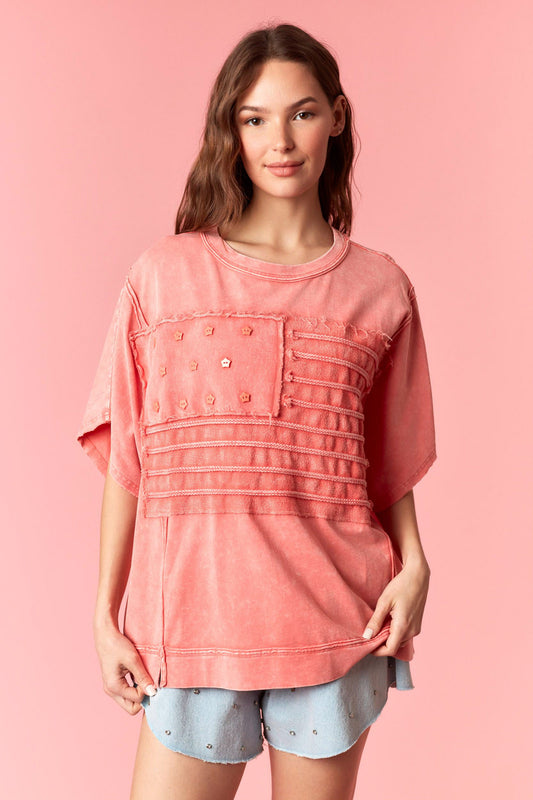 Star Studied Comfort Top | Peach Love