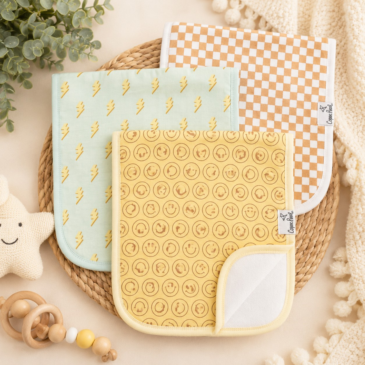 3 Pack Burp Cloth | Vance | Copper Pearl