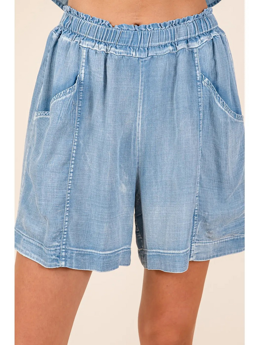 Washed Chambray Shorts