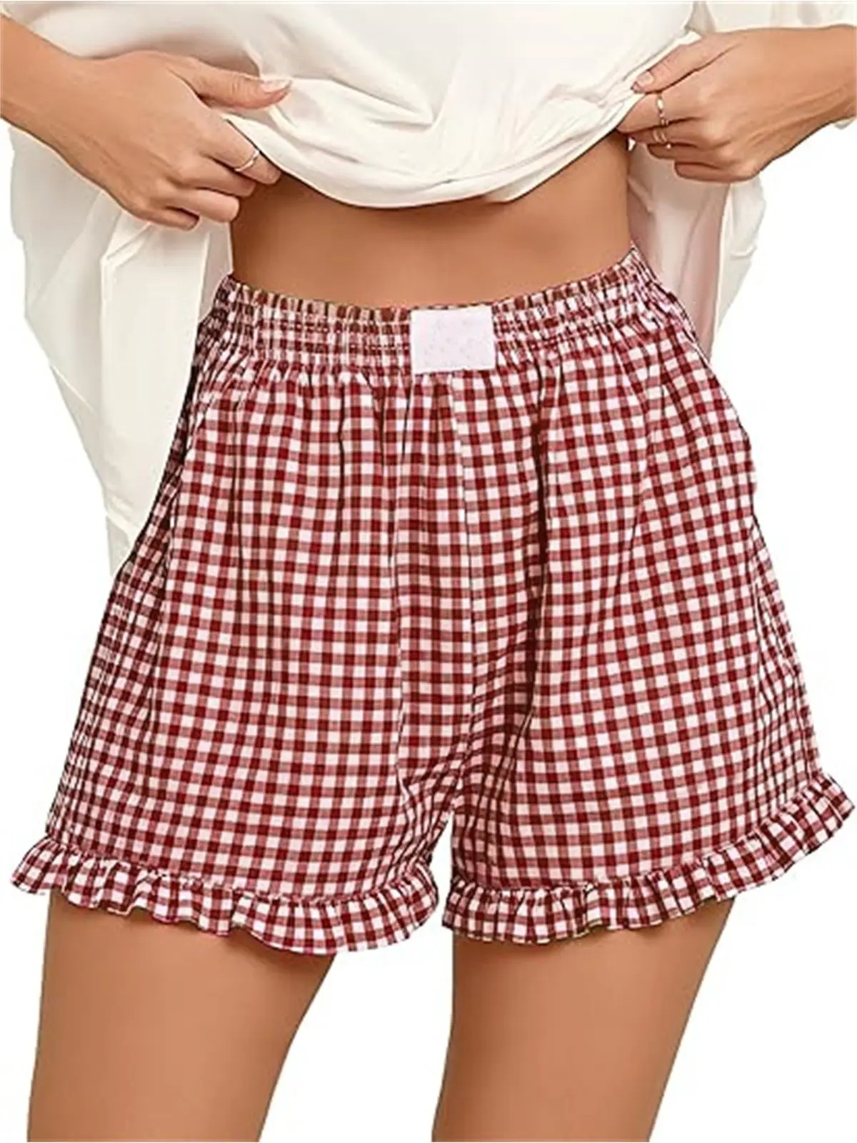 Gingham Ruffle Beach Shorts