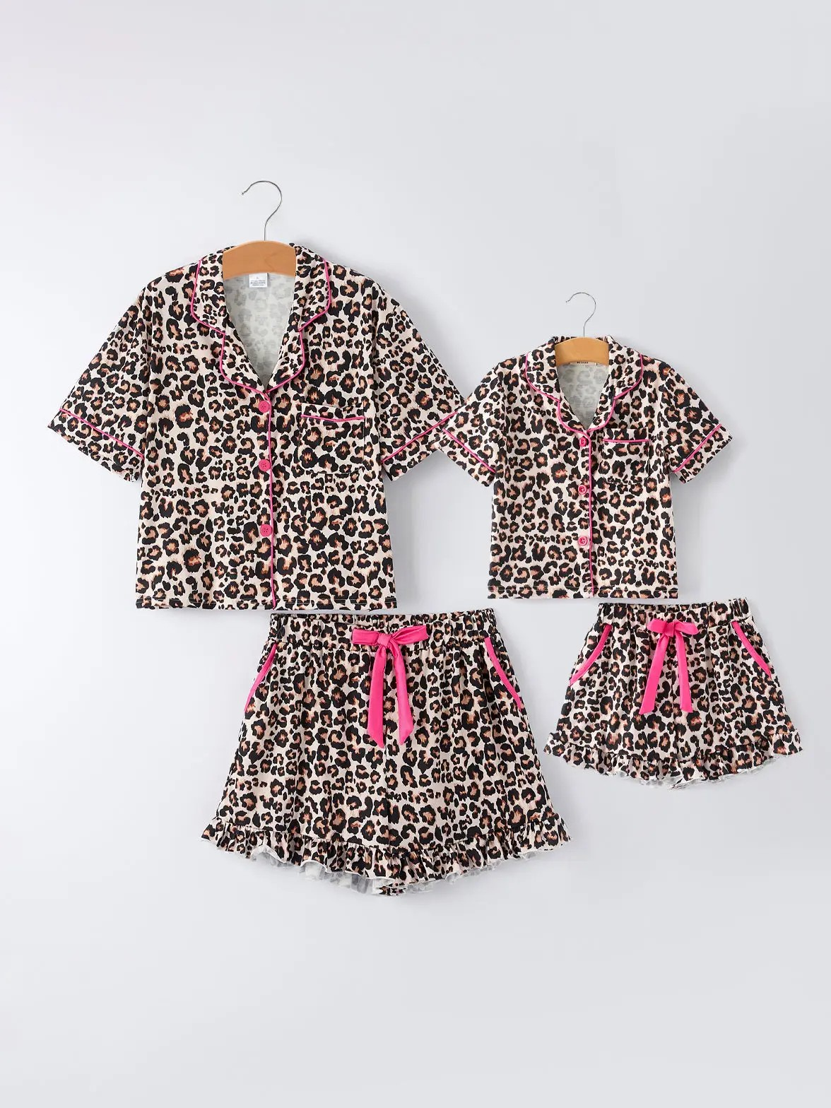 Mommy and Me Leopard Print Ruffle Pajama Set