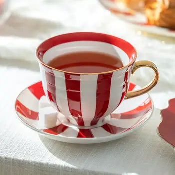 Red Carousal Teacup W/Saucer